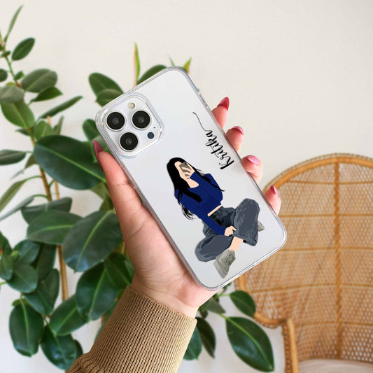 Cute Selfie Girl Customized Transparent Silicon Case Design 11