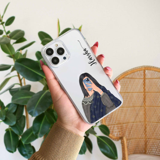 Cute Selfie Girl Customized Transparent Silicon Case Design 13