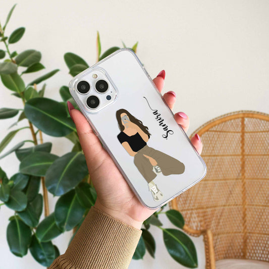 Cute Selfie Girl Customized Transparent Silicon Case Design 15
