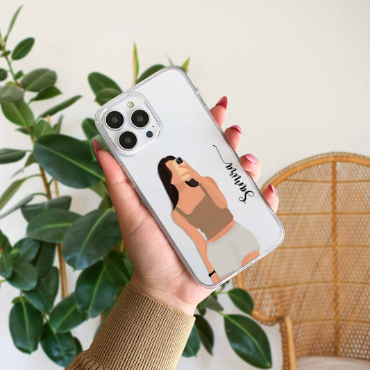 Cute Selfie Girl Customized Transparent Silicon Case Design 16