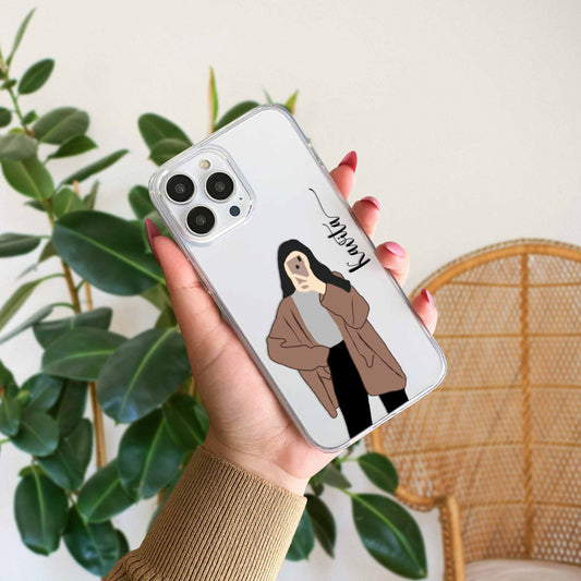 Cute Selfie Girl Customized Transparent Silicon Case Design 18