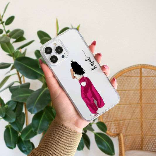 Cute Selfie Girl Customized Transparent Silicon Case Design 21
