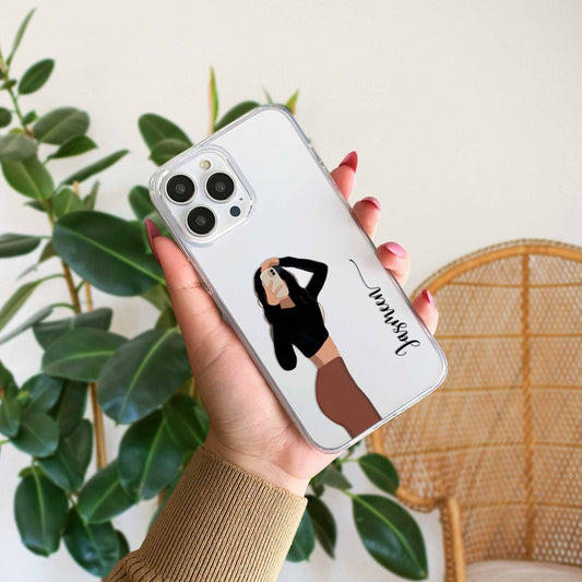 Cute Selfie Girl Customized Transparent Silicon Case Design 4