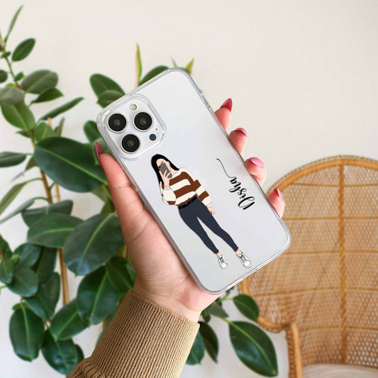 Cute Selfie Girl Customized Transparent Silicon Case Design 6