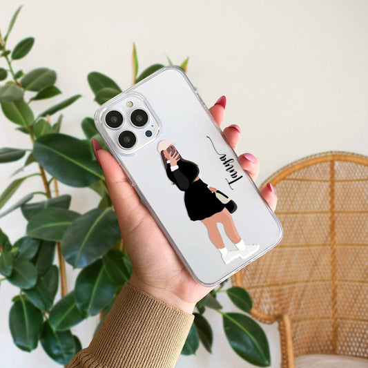 Cute Selfie Girl Customized Transparent Silicon Case Design 7