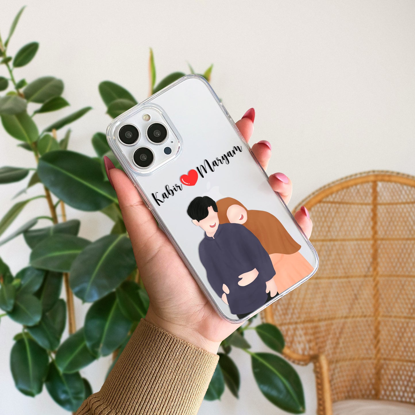 Cute Couple with Heart art in Name Case Design 20