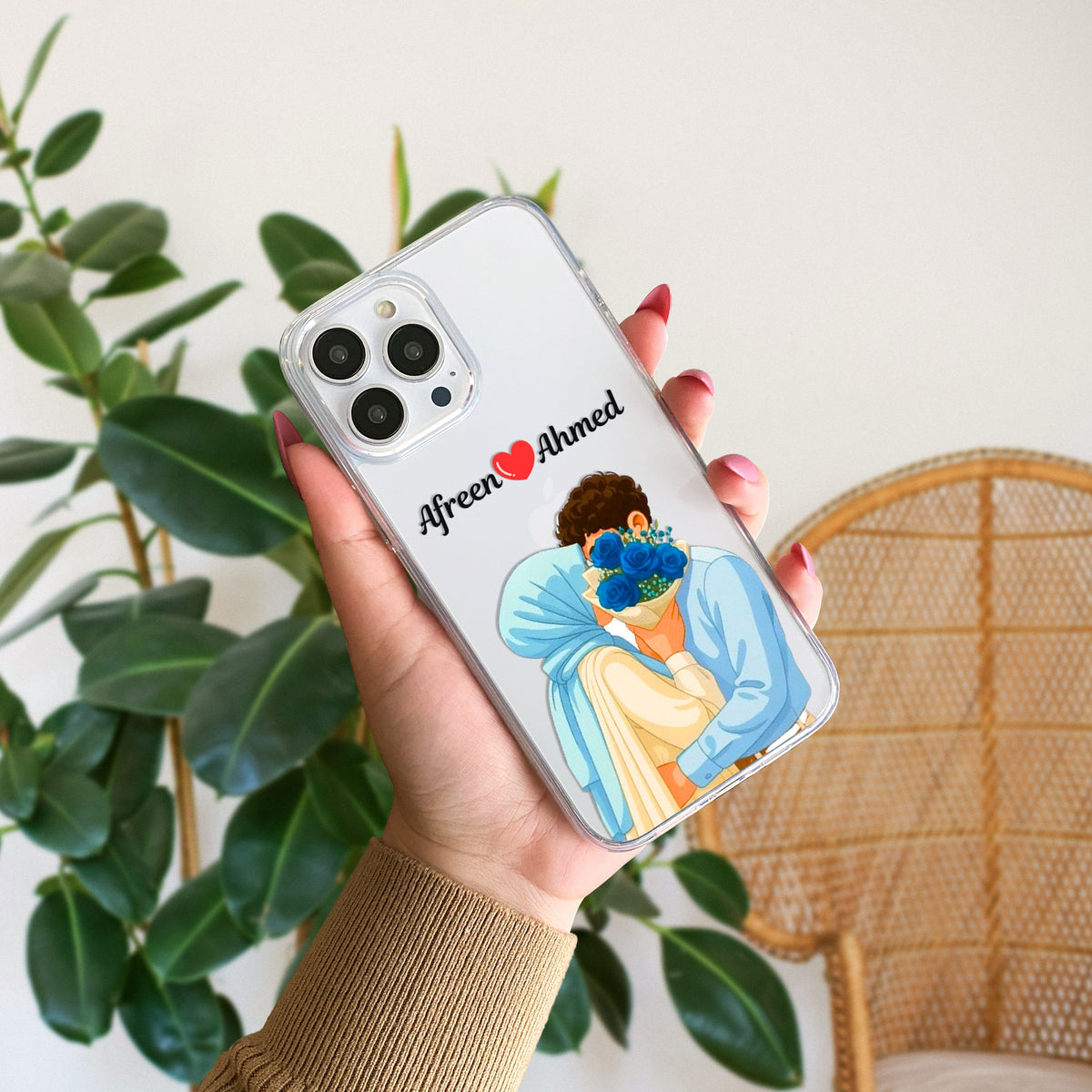 Cute Couple with Heart art in Name Case Design 24