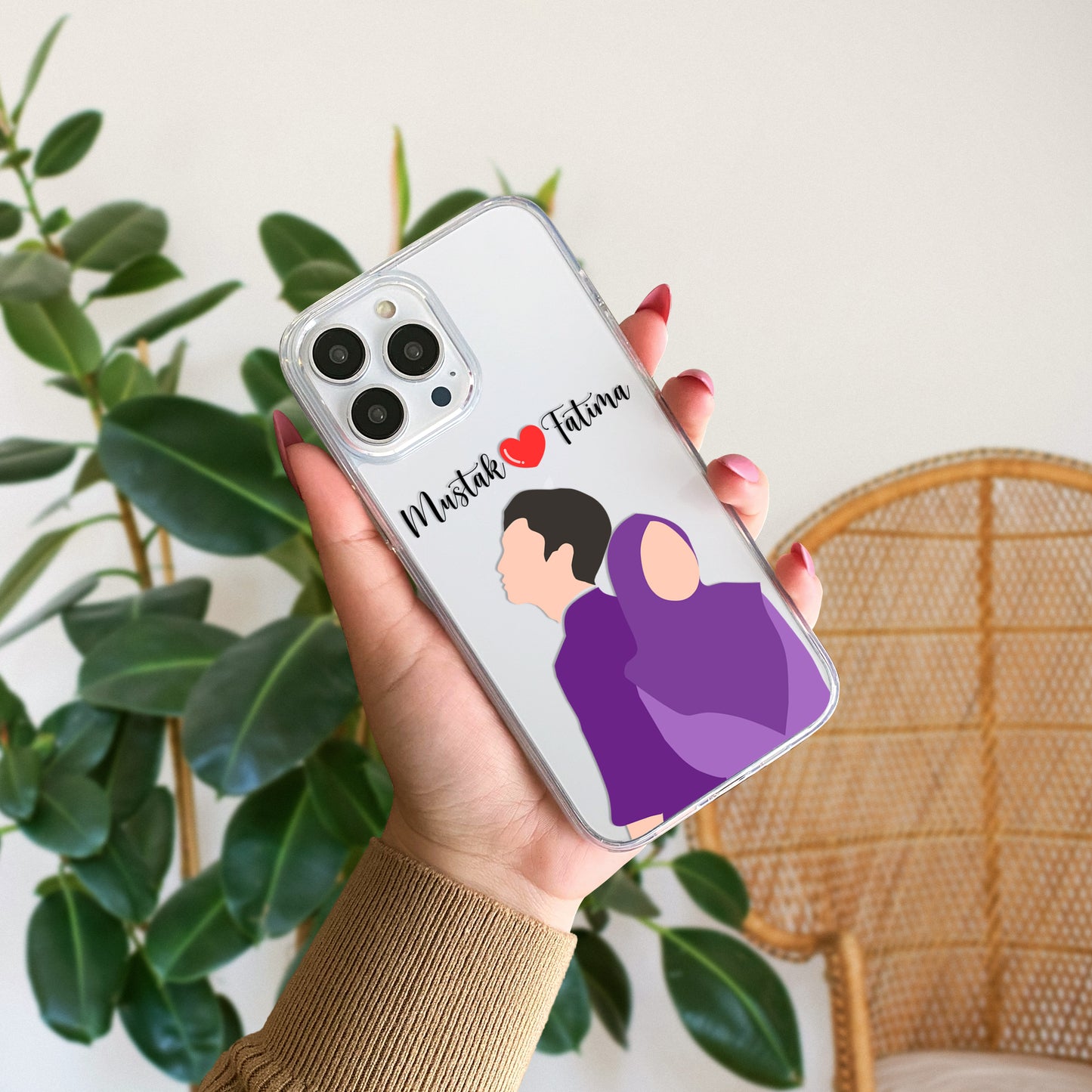Cute Couple with Heart art in Name Case Design 9