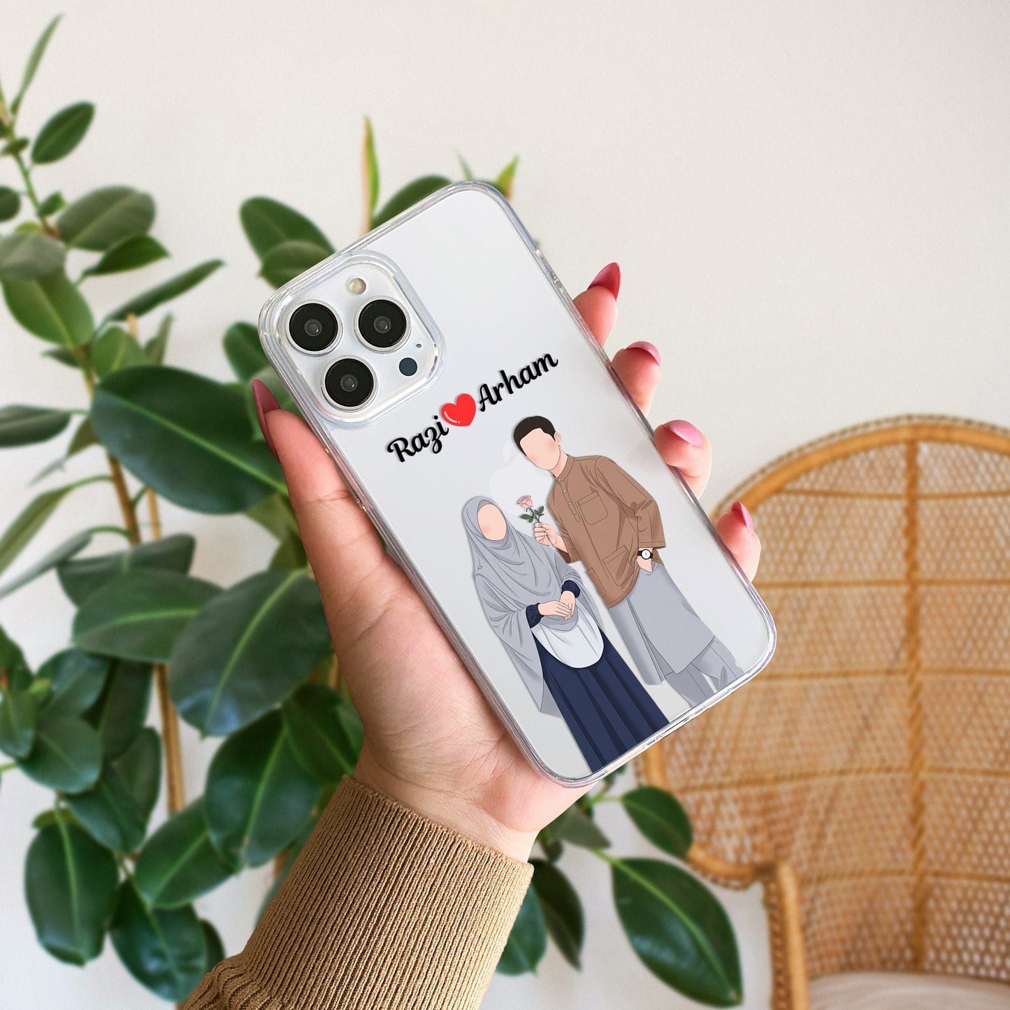 Cute Couple with Heart art in Name Case Design 21