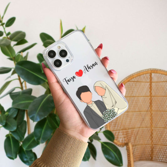 Cute Couple with Heart art in Name Case Design 2