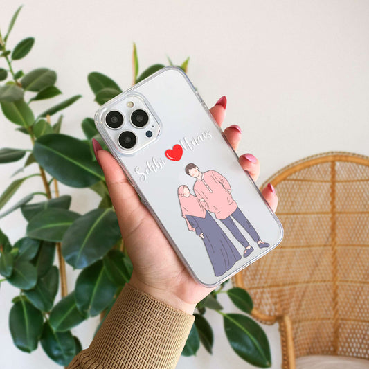 Cute Couple with Heart art in Name Case Design 3