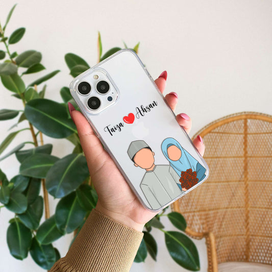 Cute Couple with Heart art in Name Case Design 1