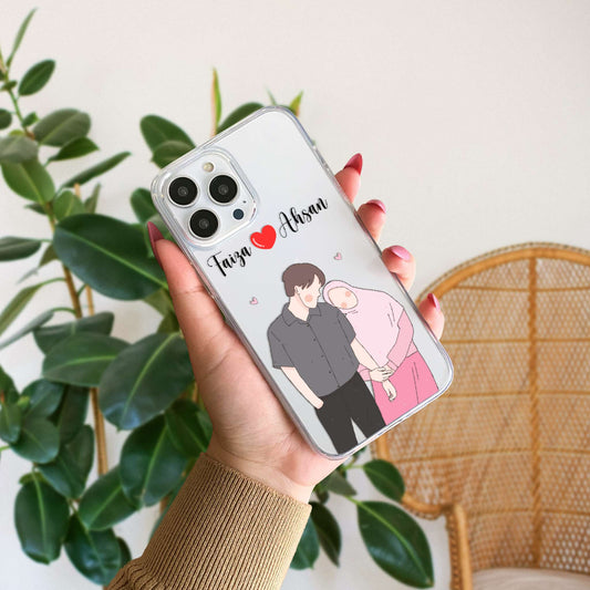Cute Couple with Heart art in Name Case Design 4