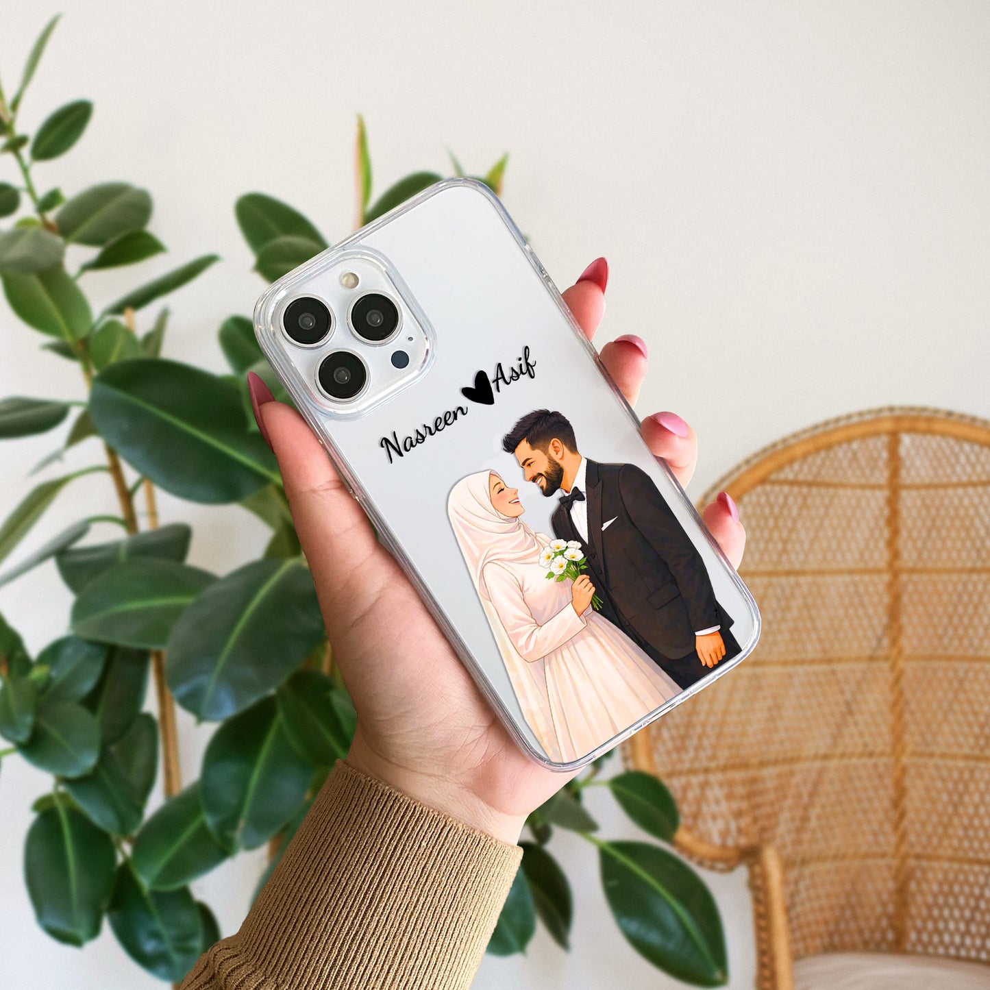 Cute Couple with Heart art in Name Case Design 28