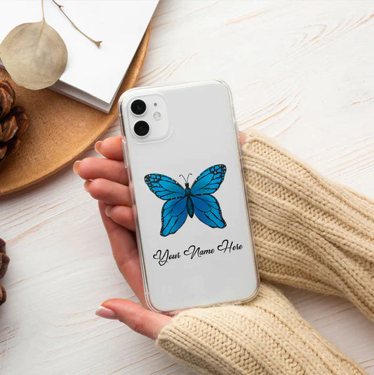 Blue Butterfly Name Case Design 1