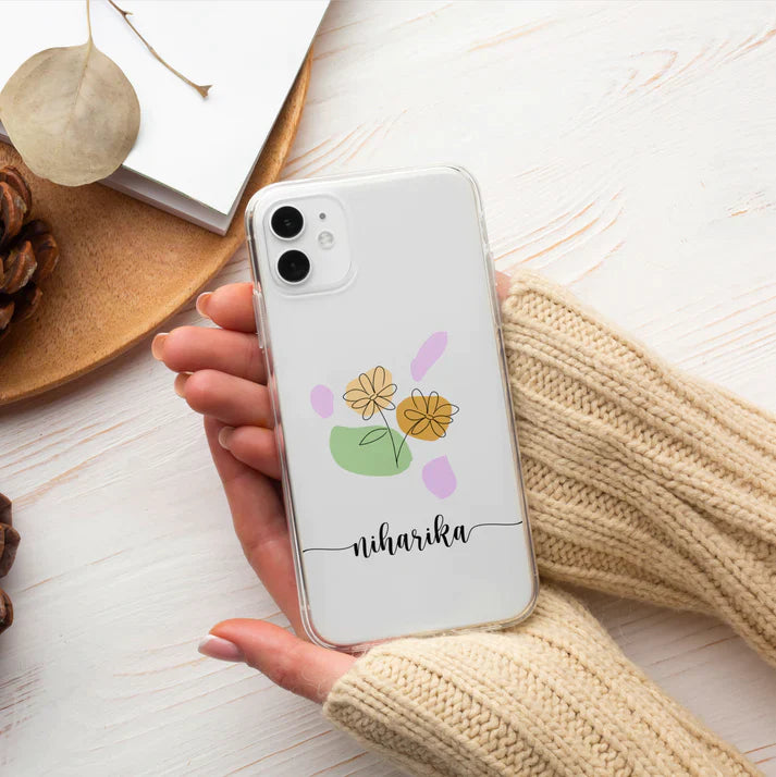 Aesthetic Floral Art Name Cases Design 3