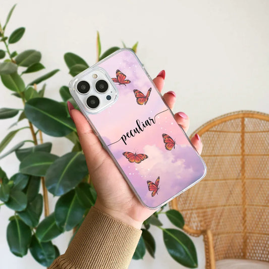 Butterfly Pattern Customized Name Silicone Phone Case