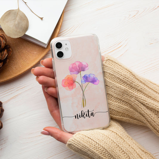 Water Colour Floral Pattern Custom Soft Silicone Phone Cases