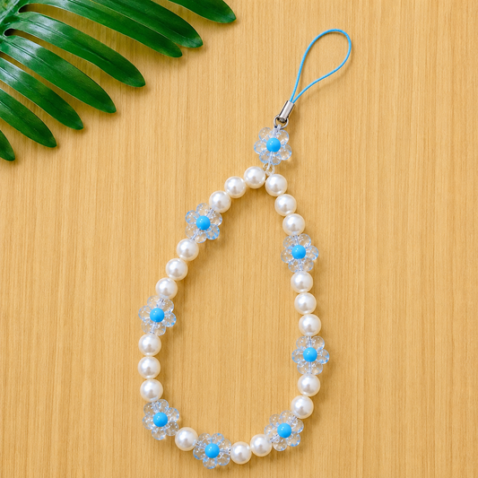 Aesthetic Sky Daisy Beaded Phone Charm