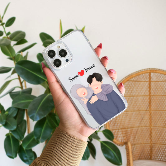 Cute Couple with Heart art in Name Case Design 17