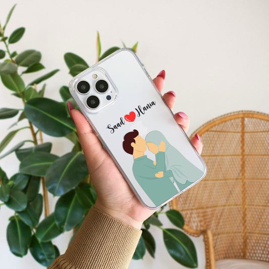 Cute Couple with Heart art in Name Case Design 19