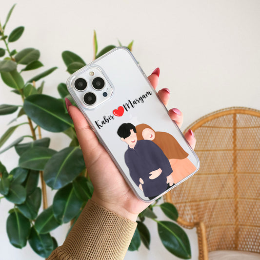 Cute Couple with Heart art in Name Case Design 20