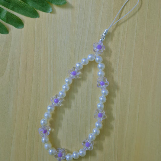 Charming Lavender Pearl Daisy Phone Charm