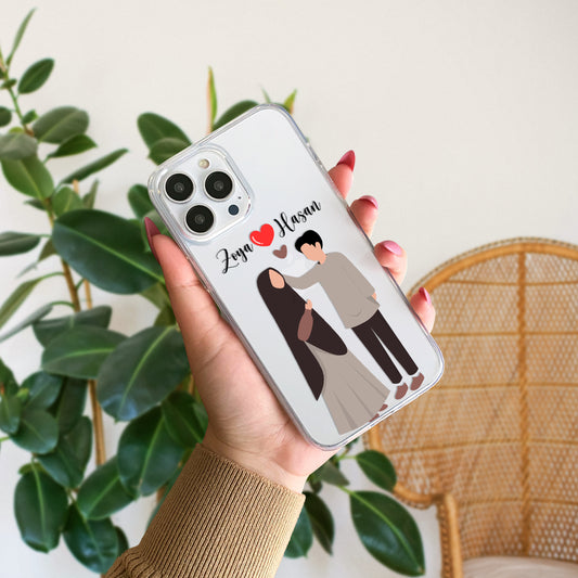 Cute Couple with Heart art in Name Case Design 11