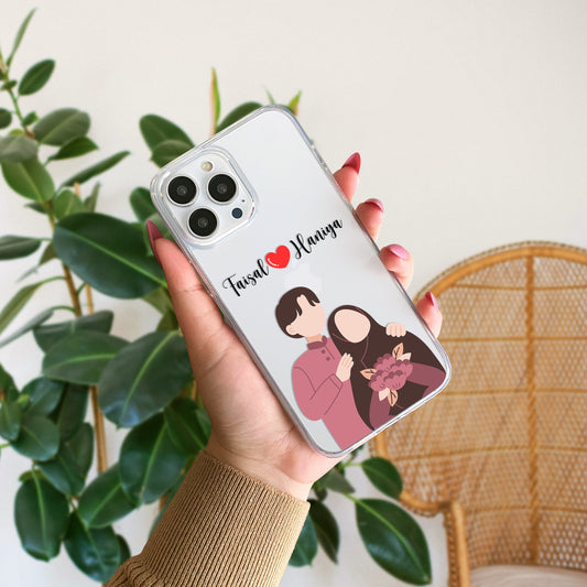 Cute Couple with Heart art in Name Case Design 12