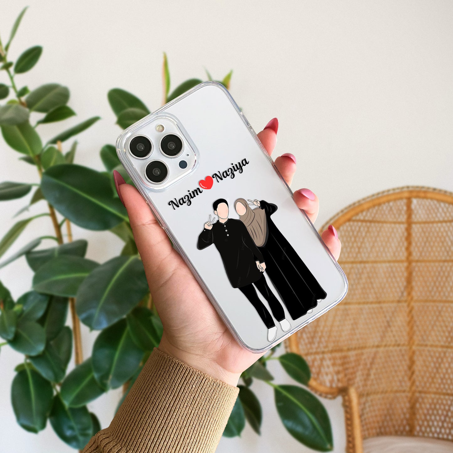 Cute Couple with Heart art in Name Case Design 23