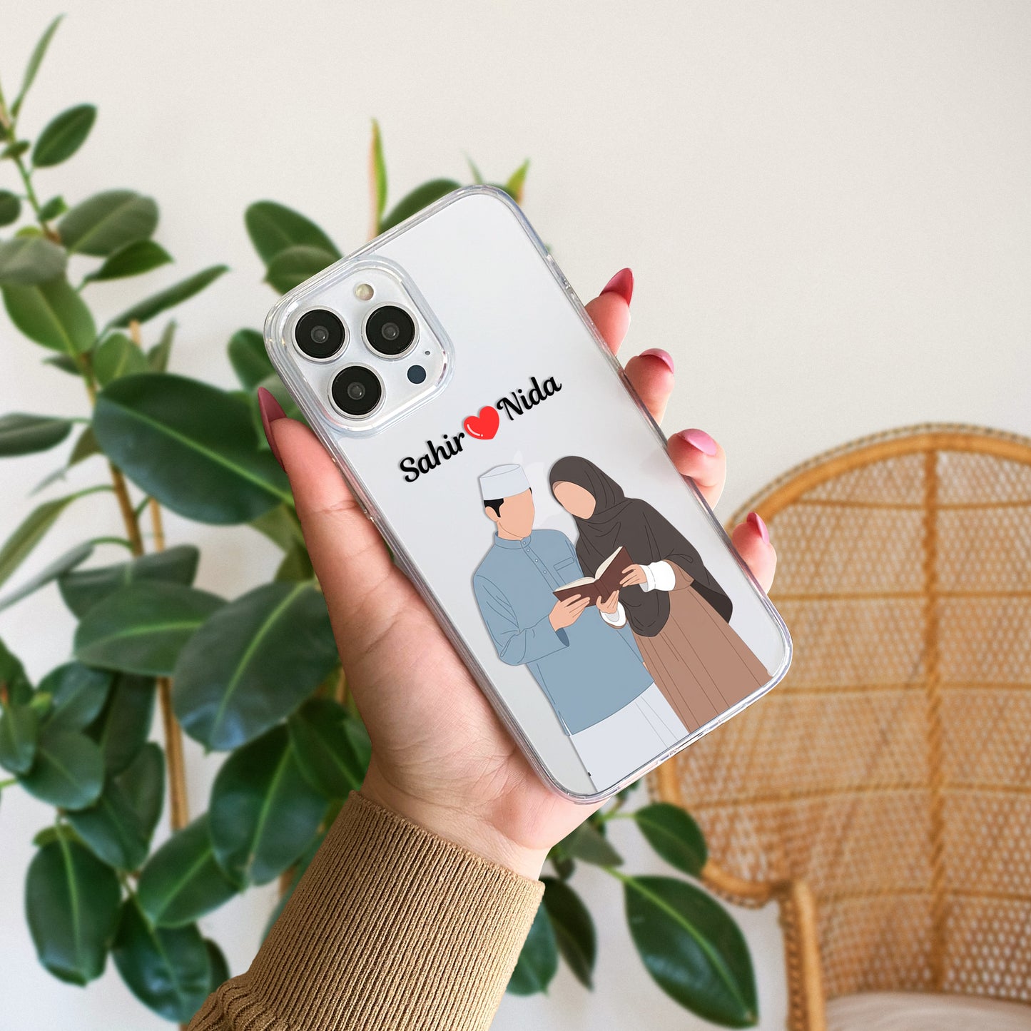 Cute Couple with Heart art in Name Case Design 22