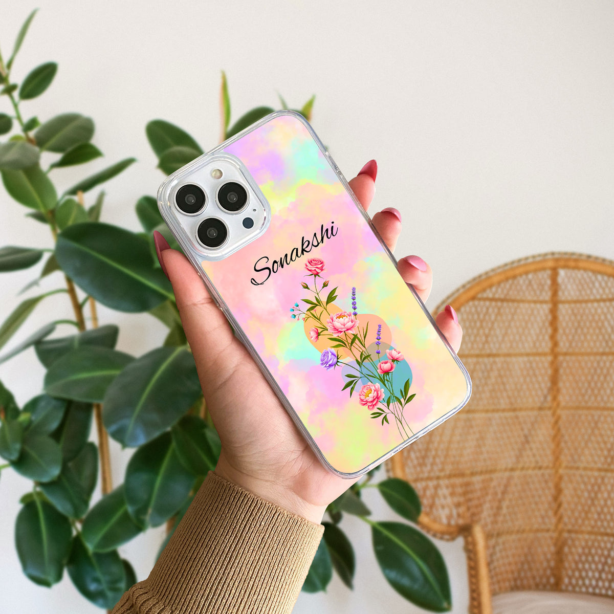 Water Colour Floral Pattern Name Case Design 10