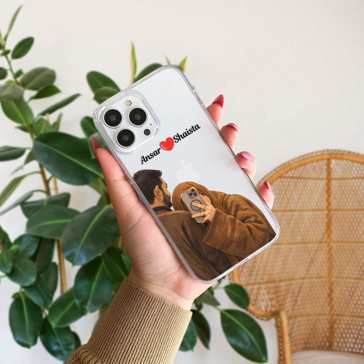 Cute Couple with Heart art in Name Case Design 25