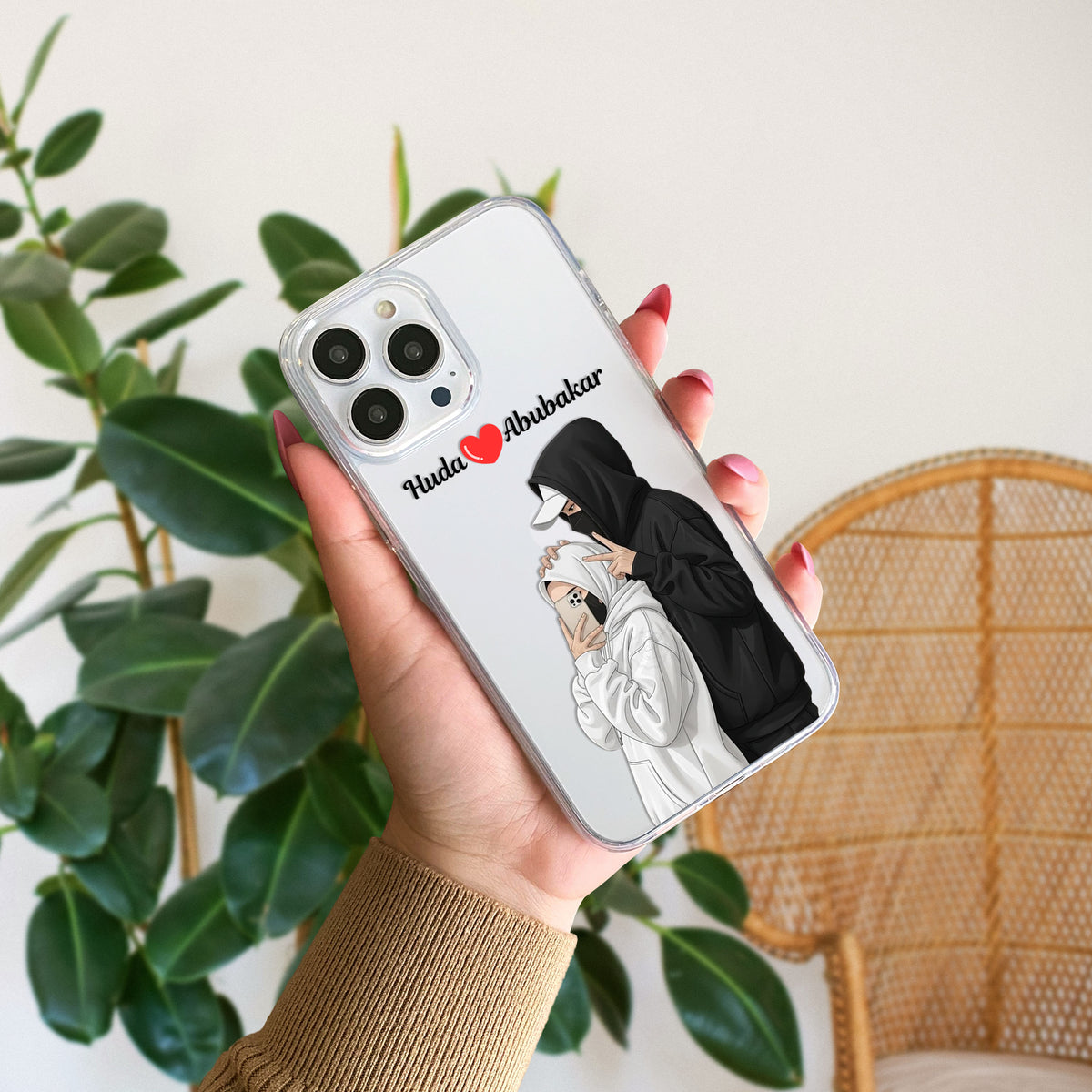 Cute Couple with Heart art in Name Case Design 26