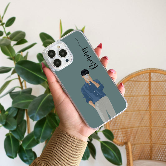 Aesthetic Boy Silicon Custom Name Case Design 17