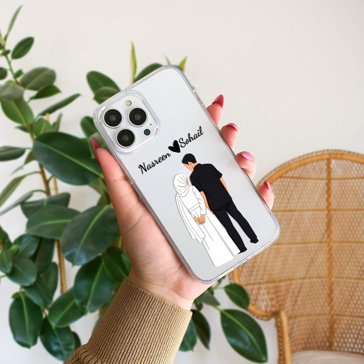 Cute Couple with Heart art in Name Case Design 24