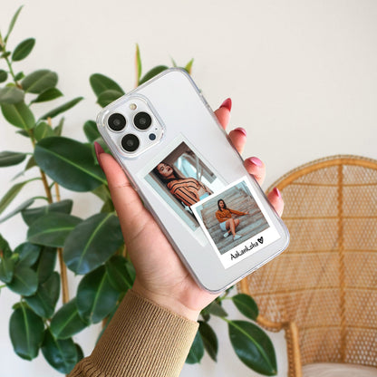Custom Polaroid Transparent Soft Silicone Phone Case With Two Photo