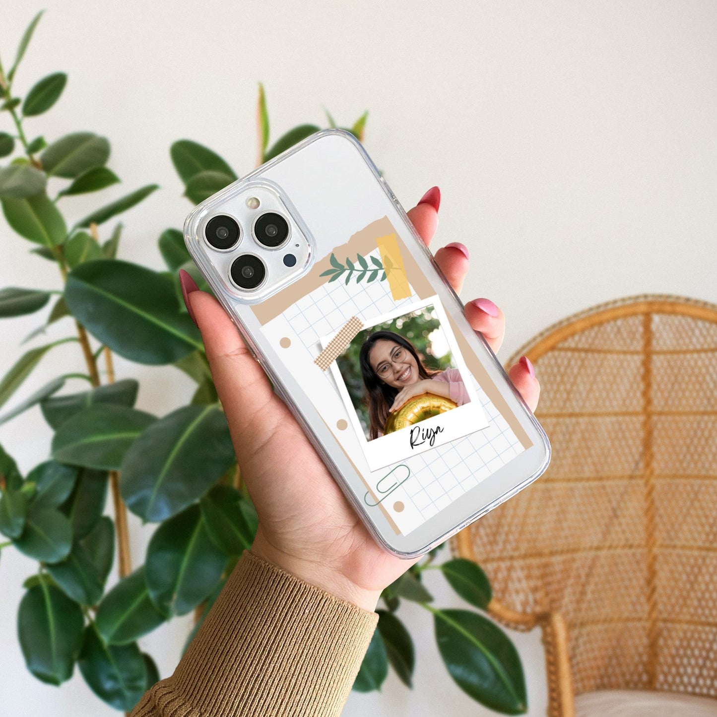 Custom Polaroid Transparent Soft Silicone Phone Case With Two Photo