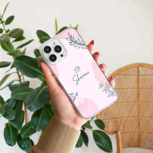 Leaf Pattern Customized Name Silicone Phone Case
