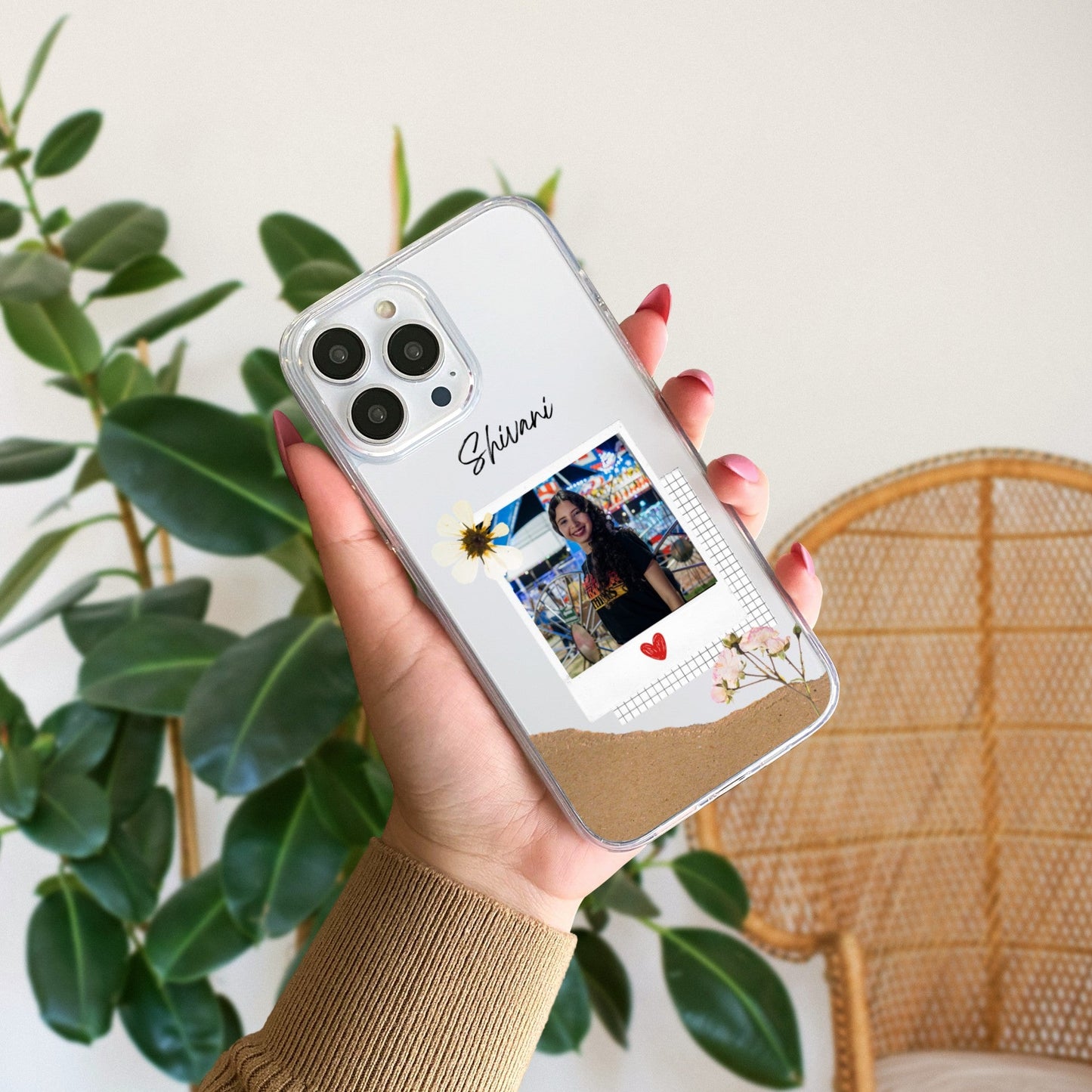 Custom Polaroid Transparent Soft Silicone Phone Case With Two Photo