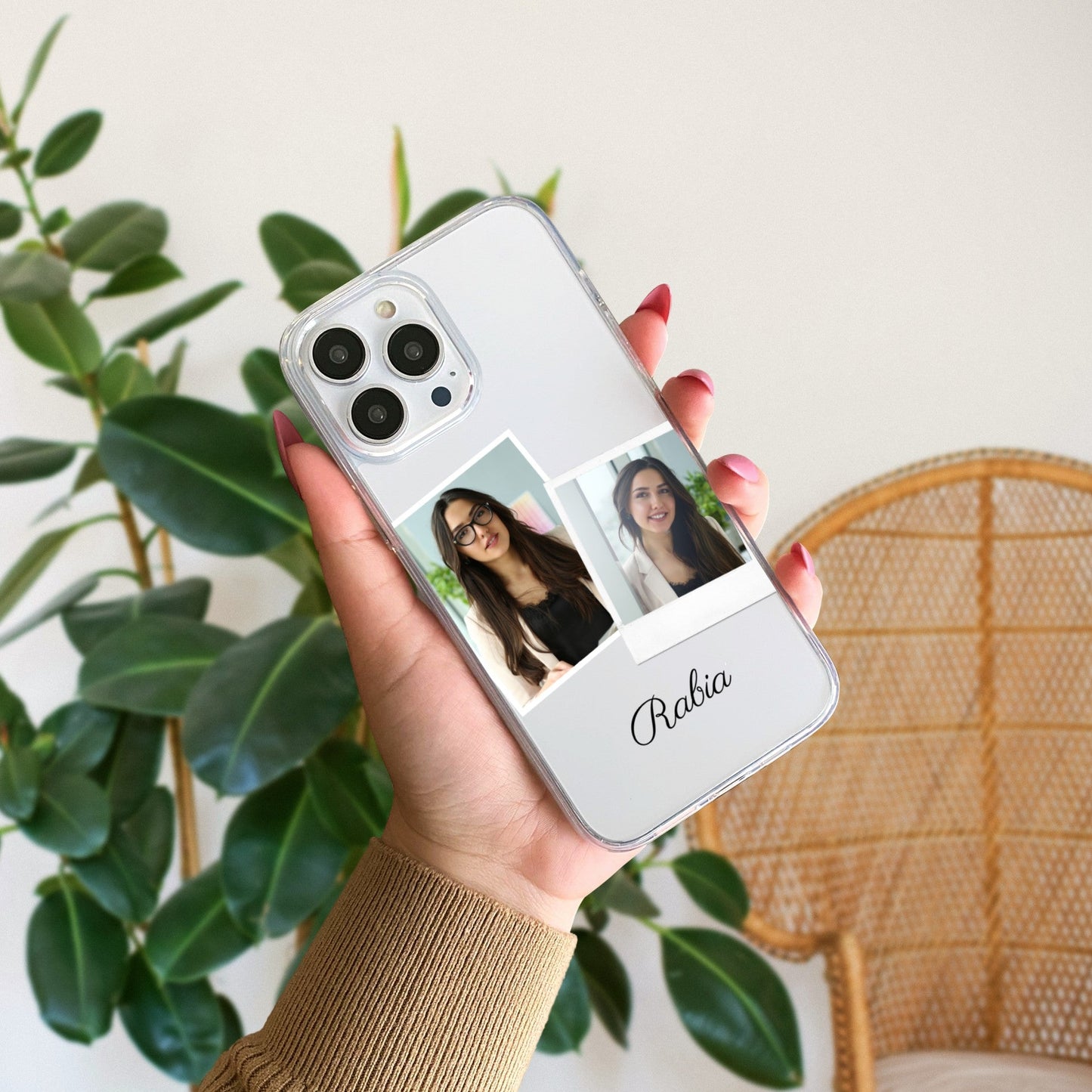Custom Polaroid Transparent Soft Silicone Phone Case With Two Photo