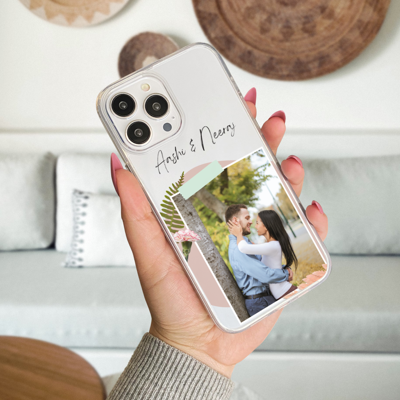 Custom Polaroid Couple Transparent Soft Silicone Phone Case With Single Photo Design