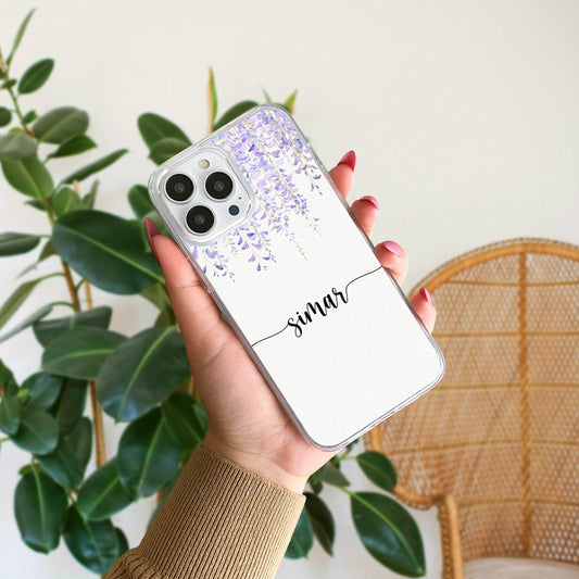 Purple Floral Vine Customized Name Silicone Phone Case