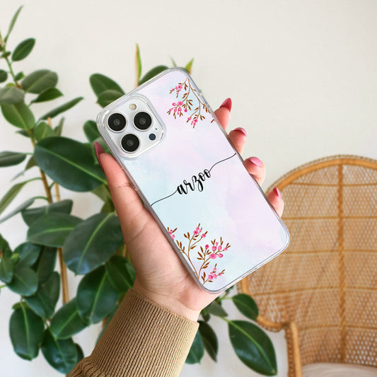 Oil Pastel Flower Customized Name Silicone Phone Case