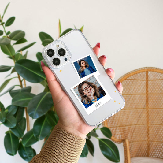 Custom Polaroid Transparent Soft Silicone Phone Case With Two Photo
