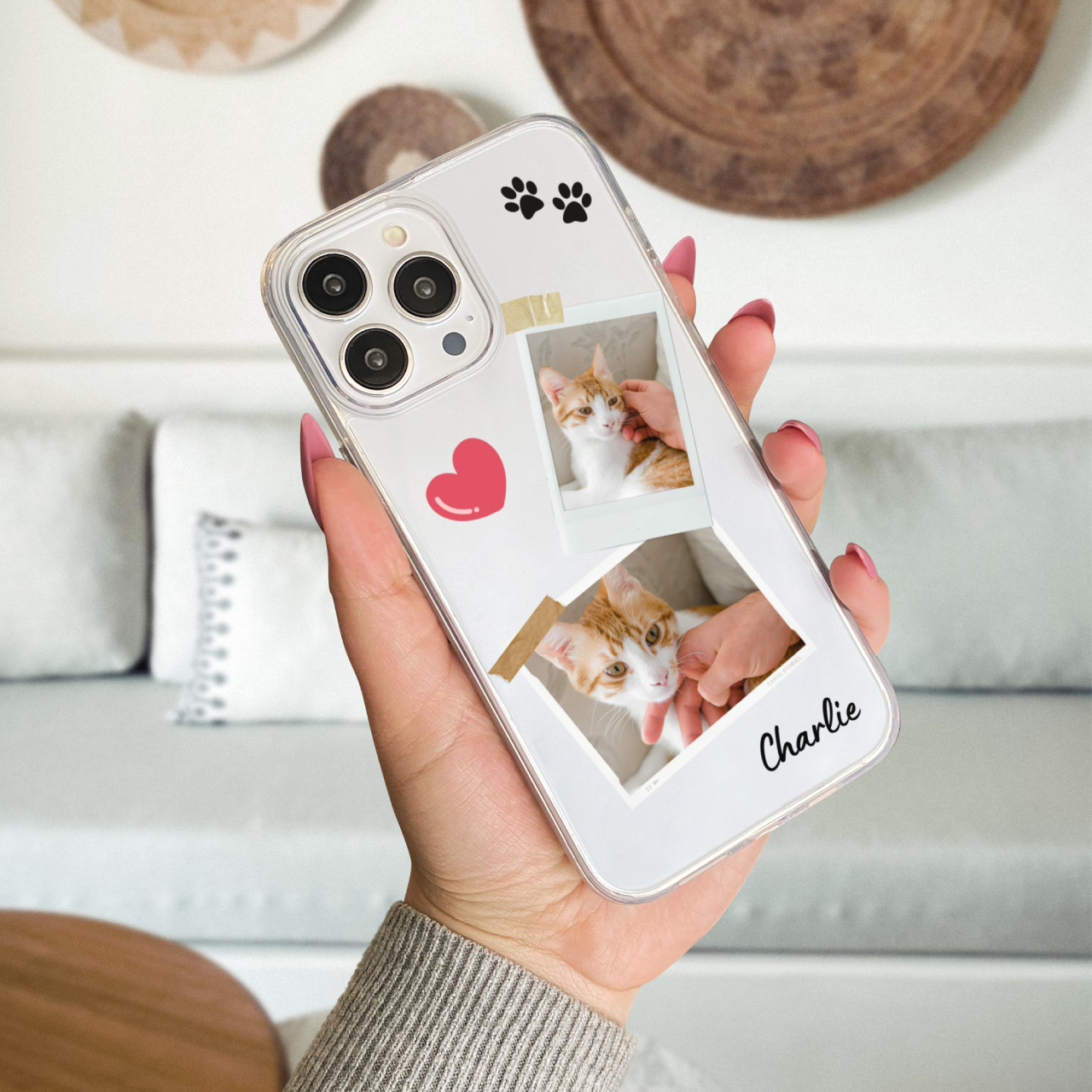 Custom Polaroid Pet Name Transparent Soft Silicone Phone Case