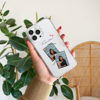 Custom Polaroid Transparent Soft Silicone Phone Case With Two Photo
