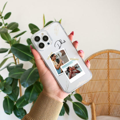 Custom Polaroid Transparent Soft Silicone Phone Case With Two Photo