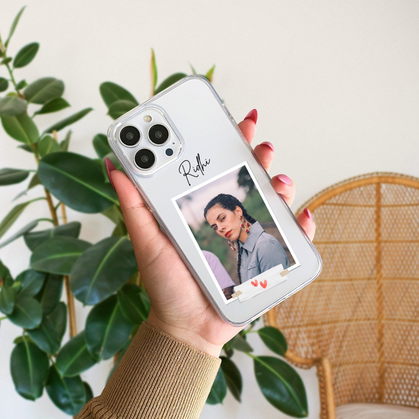 Custom Polaroid Transparent Soft Silicone Phone Case With Two Photo