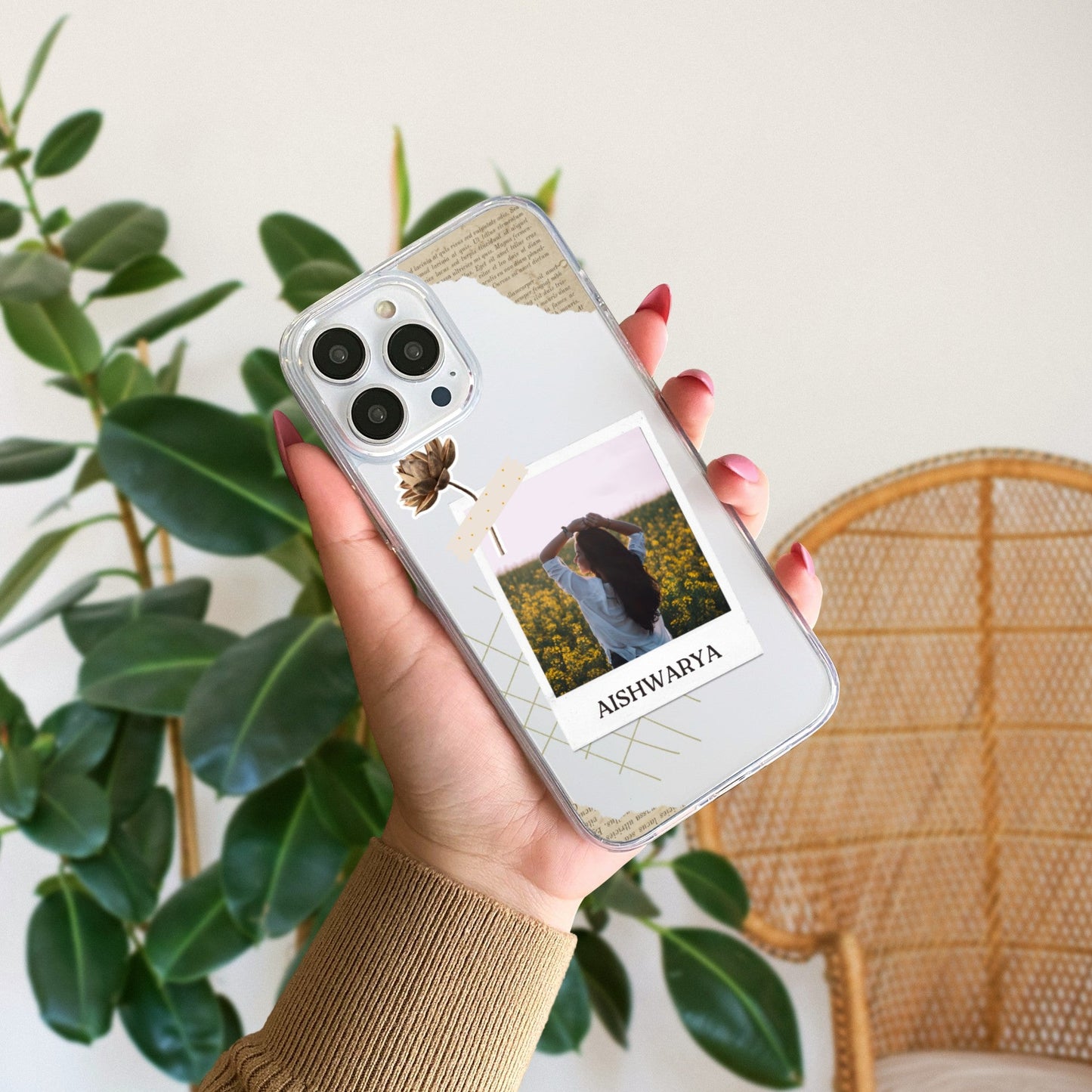 Custom Polaroid Transparent Soft Silicone Phone Case With Two Photo
